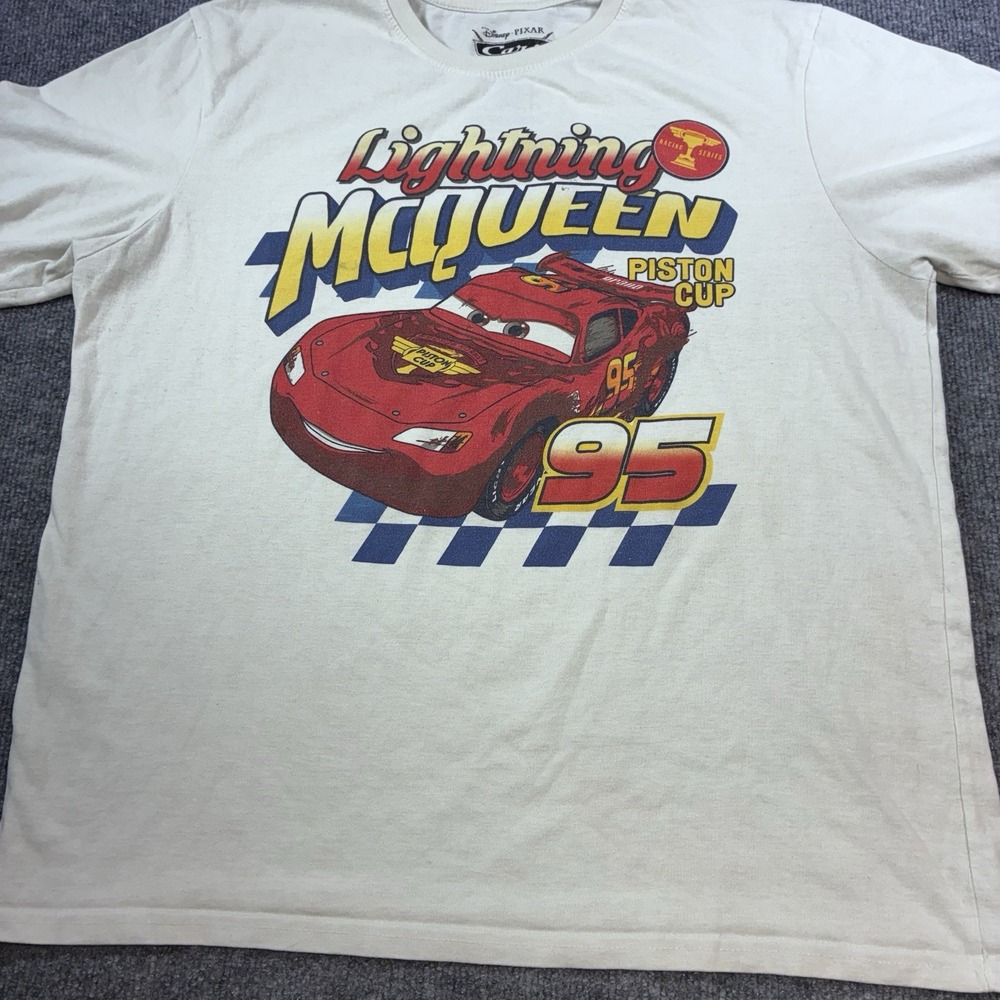 Disney Pixar Cars Lightning McQueen T Shirt Mens XL Piston Cup Racing Graphic